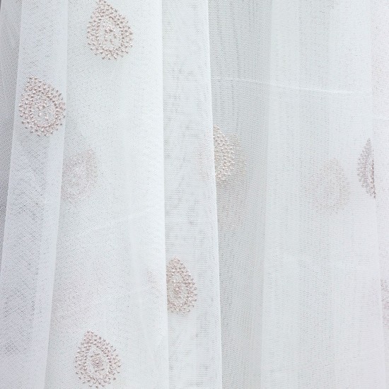 Quba V-5 Wholesale Brode Embroidered Tulle Curtain Fabrics Living Room and Bedroom Curtains 2 Models 100% Polyester