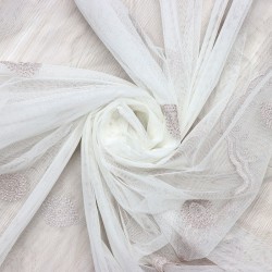 Quba V-5 Wholesale Brode Embroidered Tulle Curtain Fabrics Living Room and Bedroom Curtains 2 Models 100% Polyester