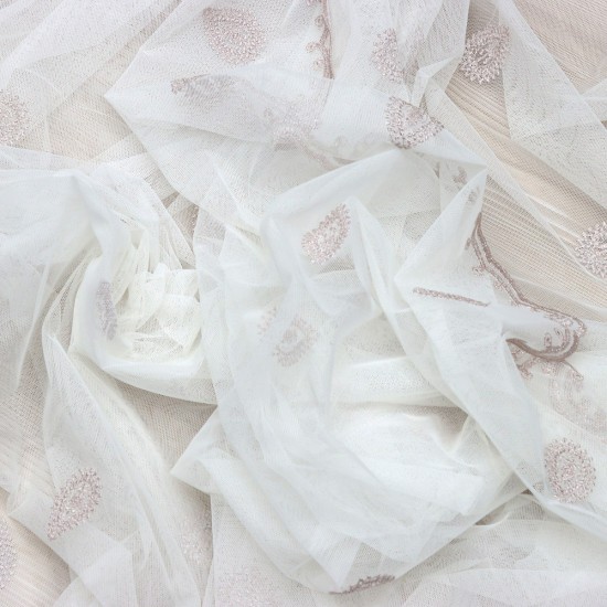 Quba V-5 Wholesale Brode Embroidered Tulle Curtain Fabrics Living Room and Bedroom Curtains 2 Models 100% Polyester