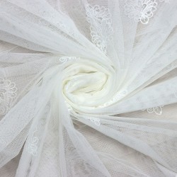 Roma V-3 Wholesale Brode Embroidered Tulle Curtain Fabrics Living Room and Bedroom Curtains 4 Models 100% Polyester