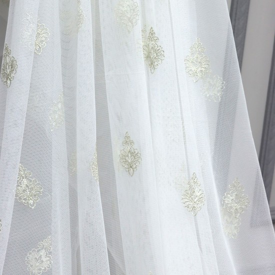 Roma V-4 Wholesale Brode Embroidered Tulle Curtain Fabrics Living Room and Bedroom Curtains 4 Models 100% Polyester