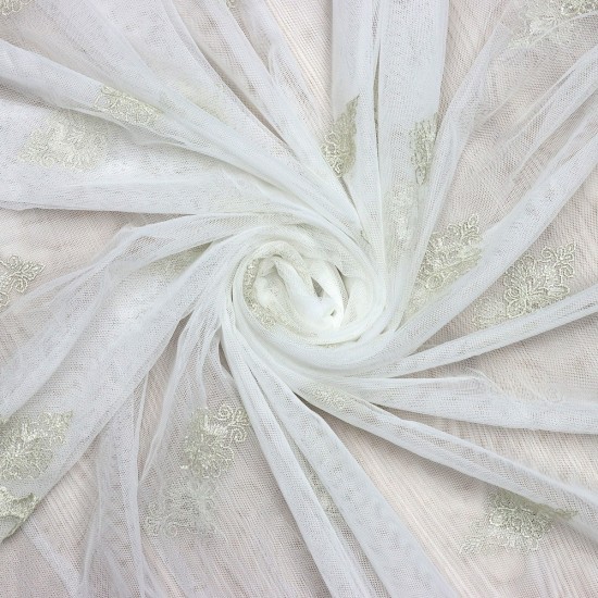 Roma V-4 Wholesale Brode Embroidered Tulle Curtain Fabrics Living Room and Bedroom Curtains 4 Models 100% Polyester