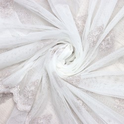 Roma V-5 Wholesale Brode Embroidered Tulle Curtain Fabrics Living Room and Bedroom Curtains 4 Models 100% Polyester