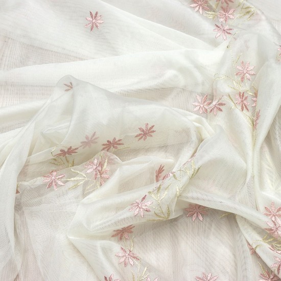 Seul V-67 Wholesale Brode Embroidered Tulle Curtain Fabrics Living Room and Bedroom Curtains 2 Models 100% Polyester