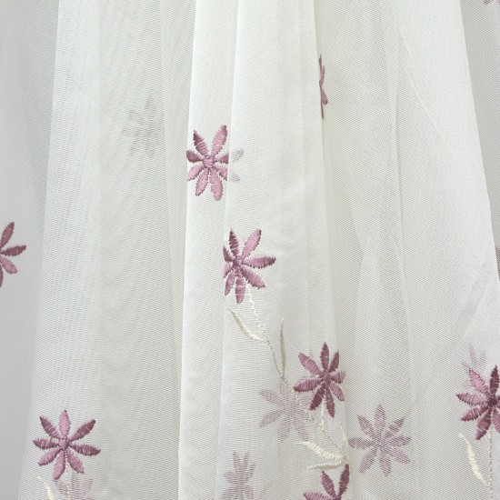 Seul V-68 Wholesale Brode Embroidered Tulle Curtain Fabrics Living Room and Bedroom Curtains 2 Models 100% Polyester
