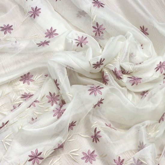 Seul V-68 Wholesale Brode Embroidered Tulle Curtain Fabrics Living Room and Bedroom Curtains 2 Models 100% Polyester