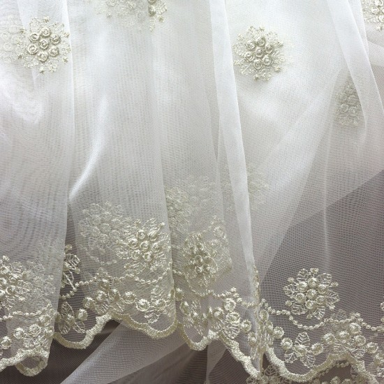 Tebriz V-4 Wholesale Brode Embroidered Tulle Curtain Fabrics Living Room and Bedroom Curtains 4 Models 100% Polyester