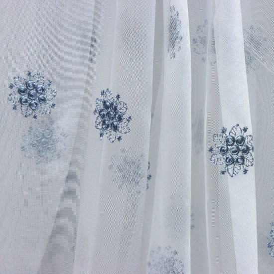 Tebriz V-34 Wholesale Brode Embroidered Tulle Curtain Fabrics Living Room and Bedroom Curtains 4 Models 100% Polyester