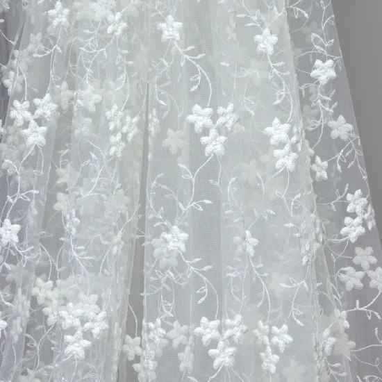 Tiflis V-1 Wholesale Brode Embroidered Tulle Curtain Fabrics Living Room and Bedroom Curtains 2 Models 100% Polyester