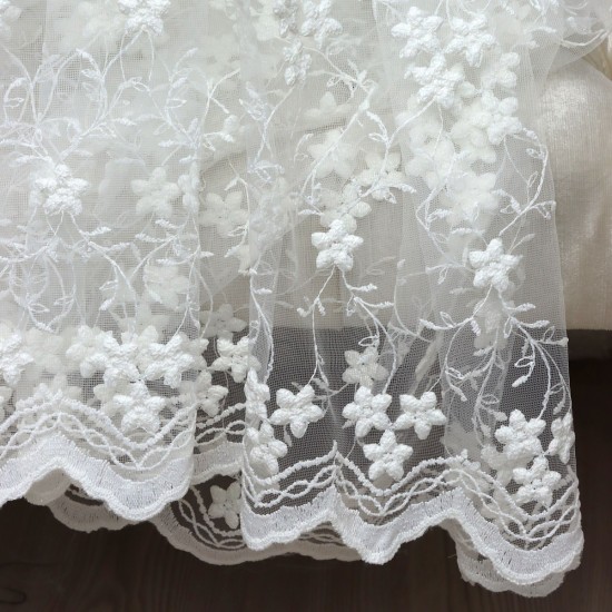 Tiflis V-1 Wholesale Brode Embroidered Tulle Curtain Fabrics Living Room and Bedroom Curtains 2 Models 100% Polyester