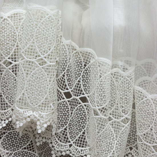 Venüs V--40 Wholesale Brode Embroidered Tulle Curtain Fabrics Living Room and Bedroom Curtains 5 Models 100% Polyester