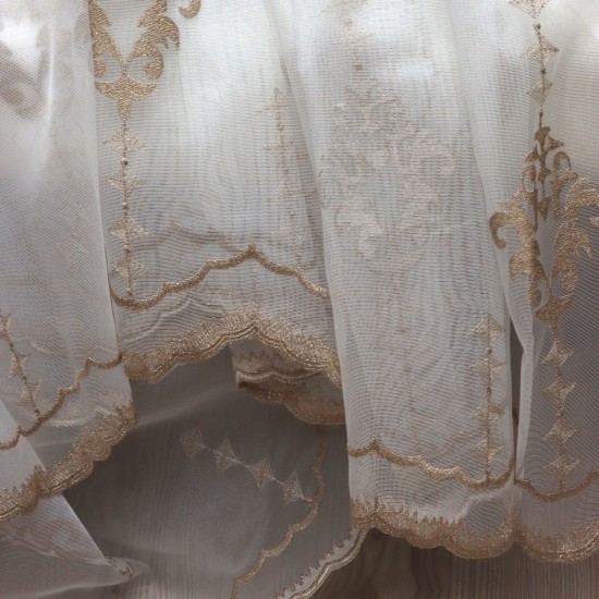 Newcity V-9 Wholesale Embroidered Brode Tulle Curtain Fabrics Living Room and Bedroom Curtains 4 Models 100% Polyester