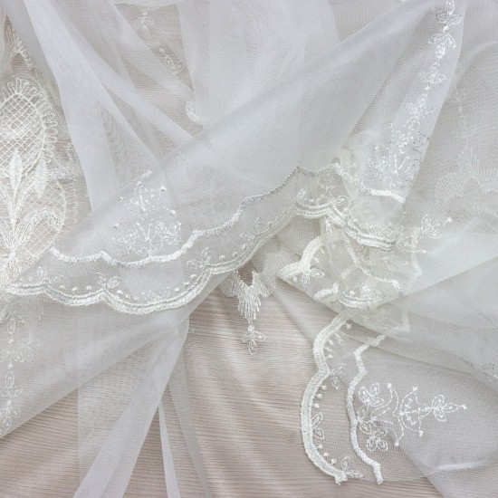 Cloud V-2 Wholesale Embroidered Tulle Curtain Fabrics Living Room and Bedroom Curtains 4 Models 100% Polyester