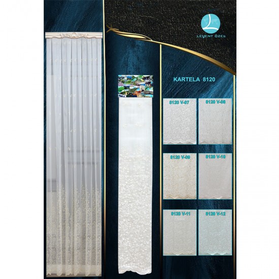 8120 Color Chart Lace Embroidery Tulle Curtain Fabric 100% Polyester 6 Models