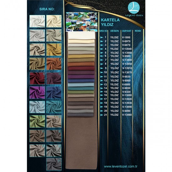 Yıldız Color Chart Wholesale Satin Blackout Background Curtain Fabrics Living Room and Bedroom Curtains 21 Model 100% Polyester